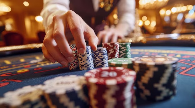 Texas Hold'em poker table on mawar123 with community cards and player positions